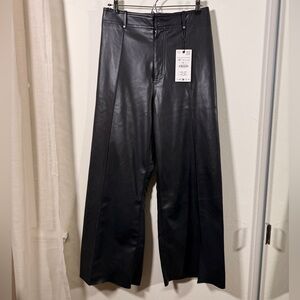 NWT Zara faux leather wide leg pant